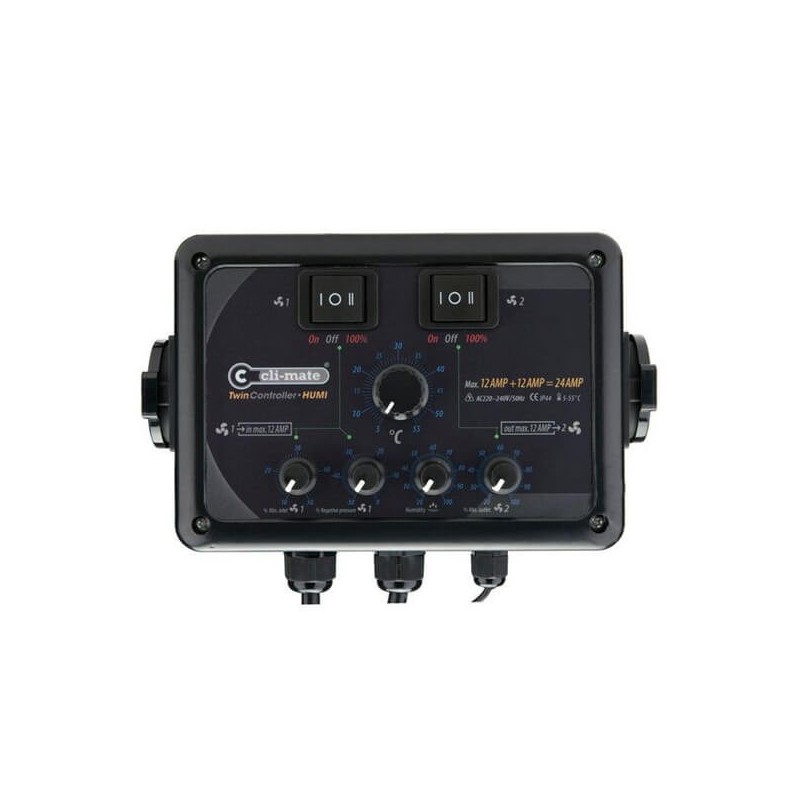 Controlador Climate Twin Controller Humedad Temperatura + Vel. Mín. 12+12 Amp